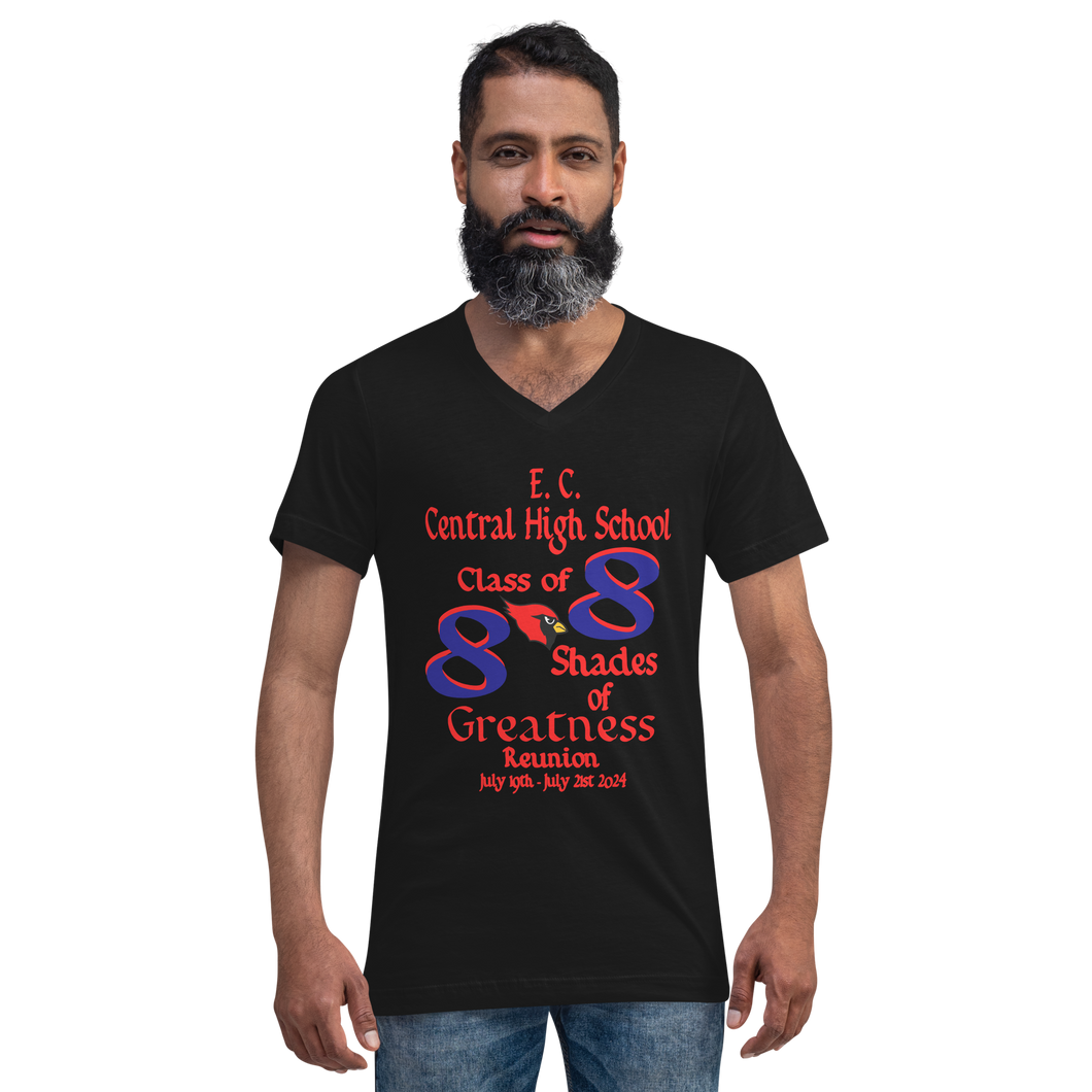 E. C. Central Class of 88 Shades of Greatness ( Cardinal) B88/RL Unisex Short Sleeve V-Neck T-Shirt