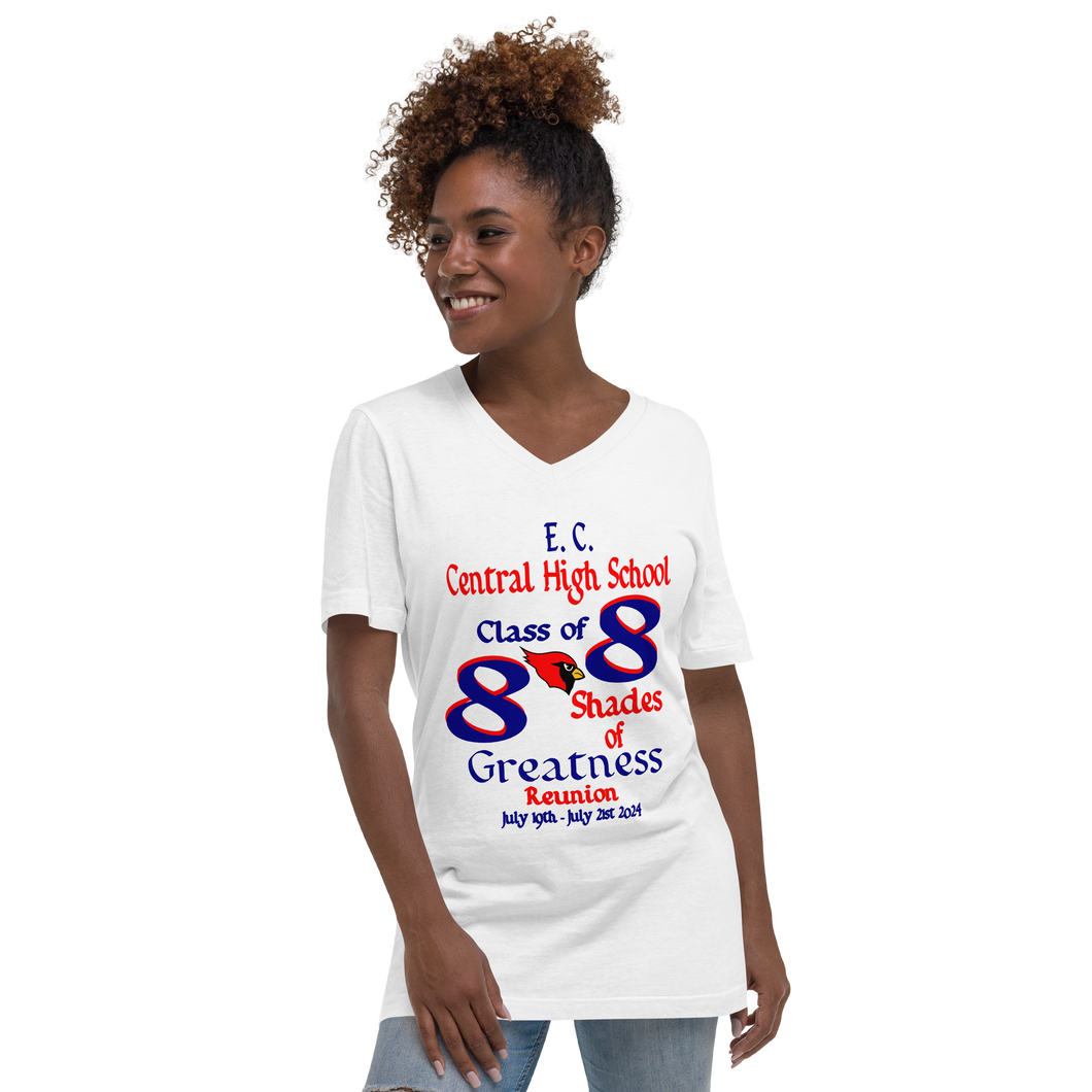 E. C. Central Class of 88 Shades of Greatness (Cardinal) B88/Mixed Lt. Unisex Short Sleeve V-Neck T-Shirt