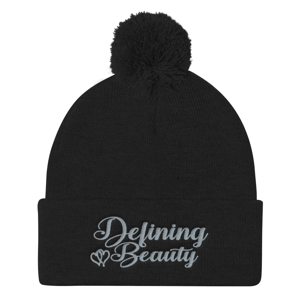 Defining Beauty Women Grey Pom Pom Knit Cap