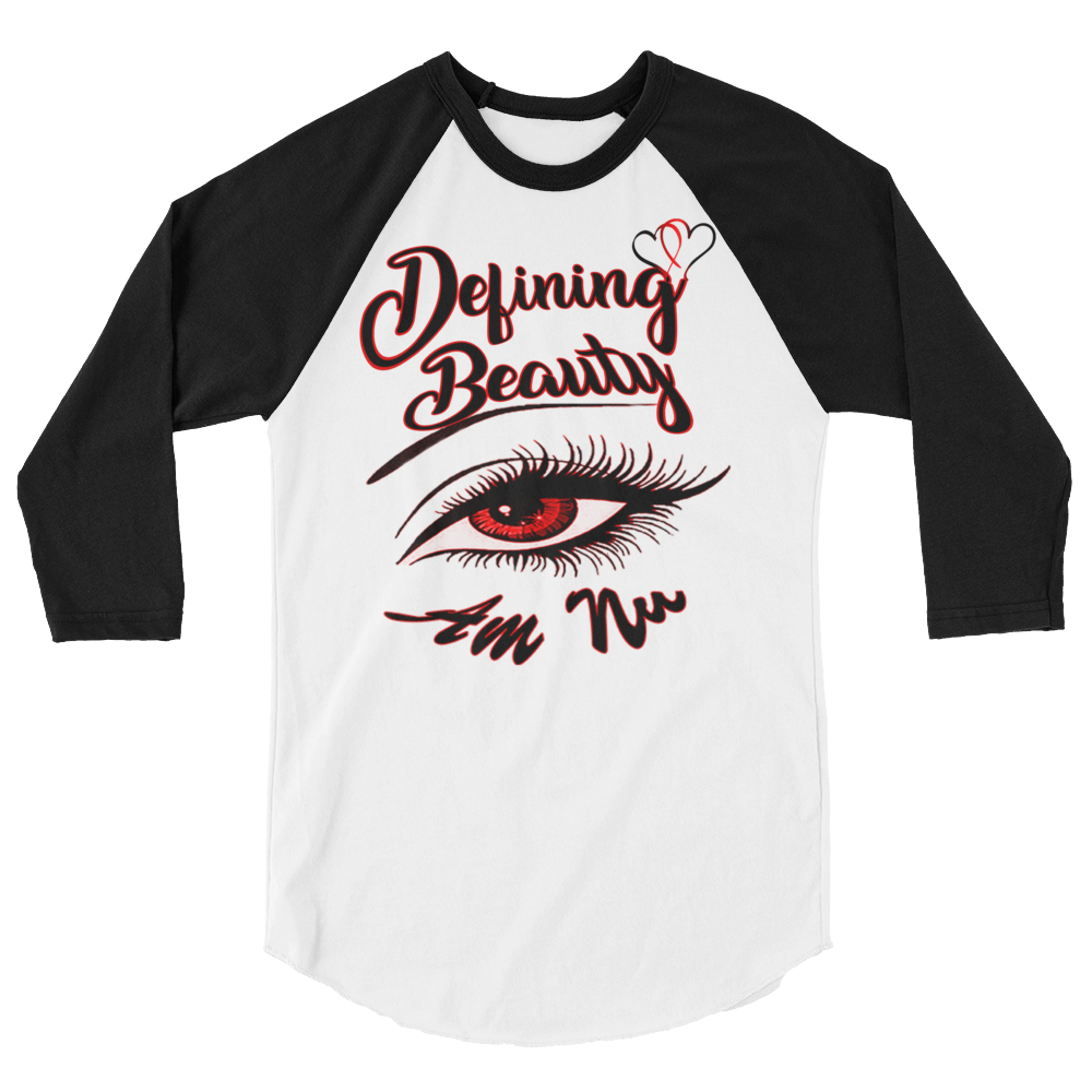 Defining Beauty Eye Am Nu (TM) (Red Edition) 3/4 sleeve raglan shirt