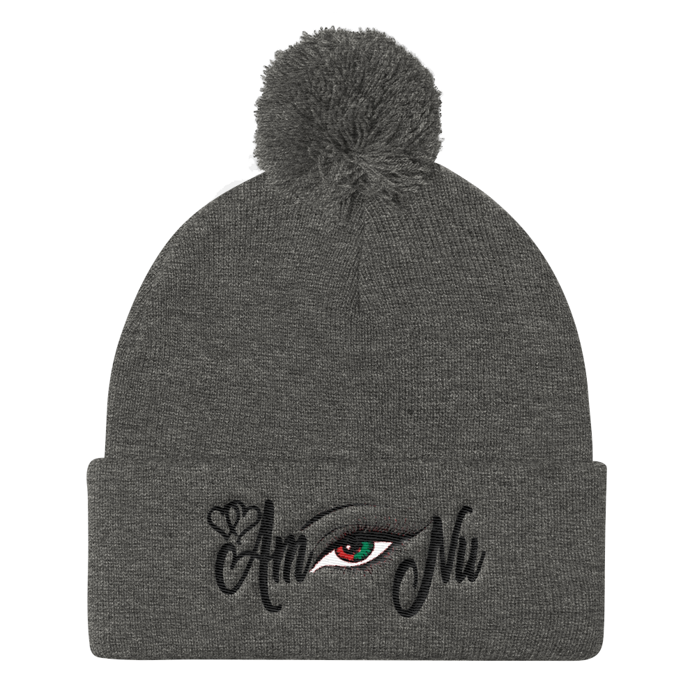 Eye Am Nu (TM) RBG Black Beauty Women Pom Pom Knit Cap