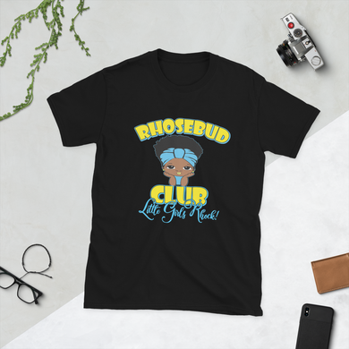 Rhosebud Club Little Girls Rock! Afro Puff Adult Short-Sleeve Unisex T-Shirt
