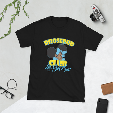 Rhosebud Club Little Girls Rock! 2 Afro Puffs Adult Short-Sleeve Unisex T-Shirt