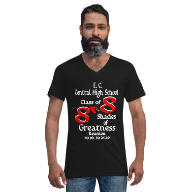 E. C. Central Class of 88 Shades of Greatness (Cardinal) R88/WL Unisex Short Sleeve V-Neck T-Shirt