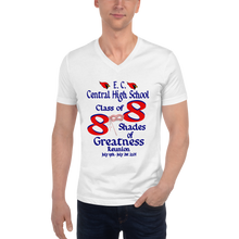 E. C. Central Class of 88 Shades of Greatness (Mask) R88/BL Unisex Short Sleeve V-Neck T-Shirt