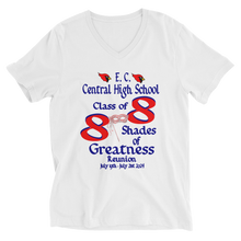 E. C. Central Class of 88 Shades of Greatness (Mask) R88 / BL Unisex Short Sleeve V-Neck T-Shirt