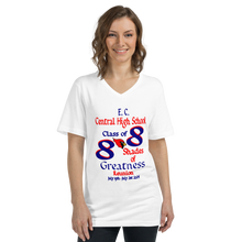 E. C. Central Class of 88 Shades of Greatness (Cardinal) Mix RB Unisex Short Sleeve V-Neck T-Shirt