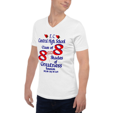 E. C. Central Class of 88 Shades of Greatness (Mask) R88 / BL Unisex Short Sleeve V-Neck T-Shirt