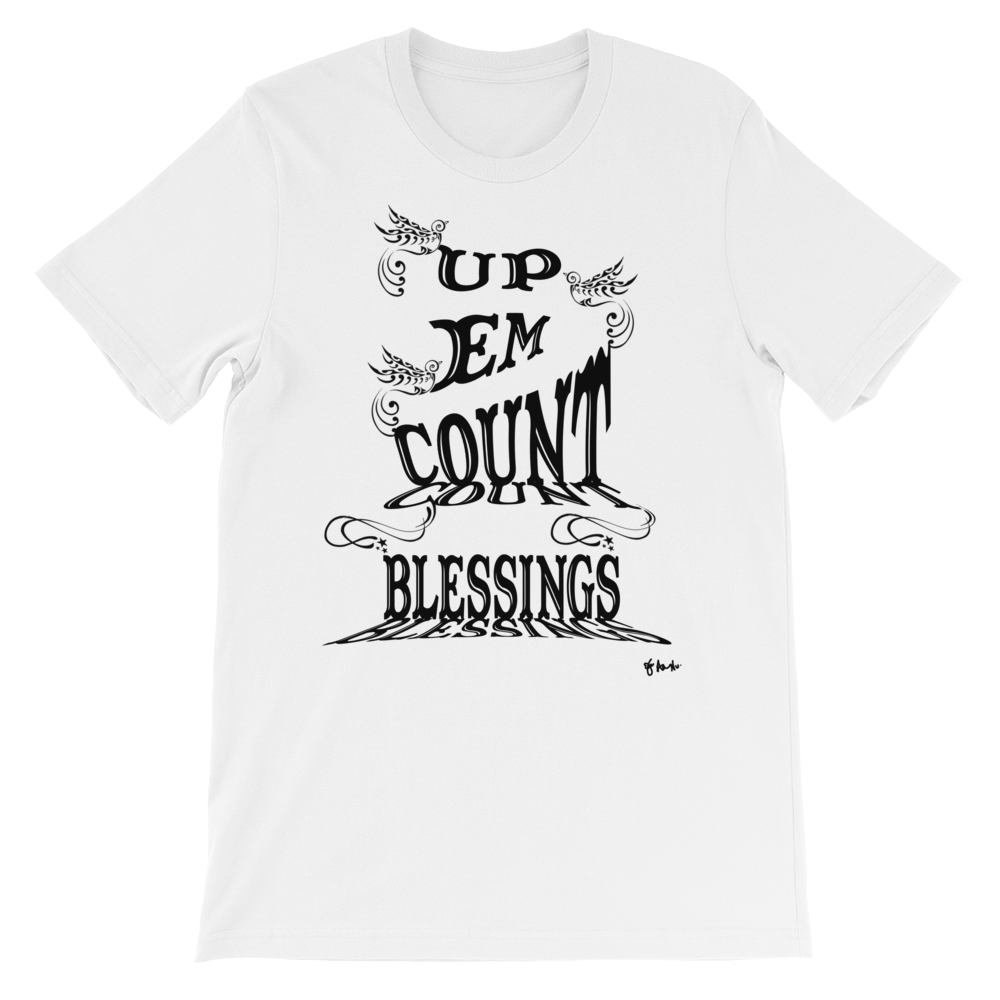 Blessings Count Em Up Black Letters Unisex Short Sleeve T-shirt