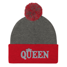 Queen Pom Pom Knit Cap (Grey Lt)