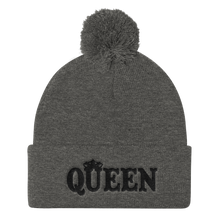 Queen Pom Pom Knit Cap (Black Lt)