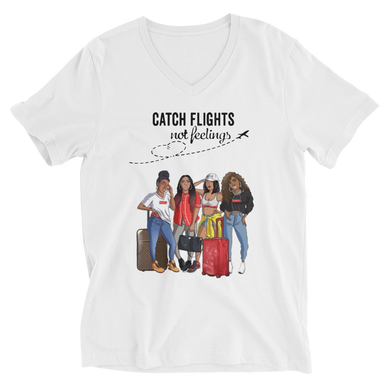 Catch Flights Not Feeling Unisex Short Sleeve (BC) V-Neck T-Shirt