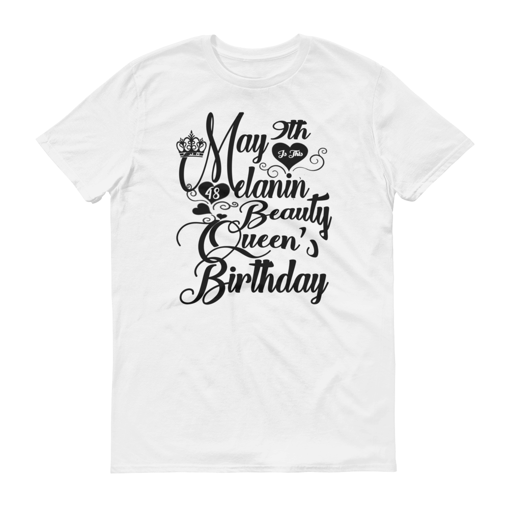 May # Melanin Beauty Queen's Birthday Short-Sleeve White T-Shirt