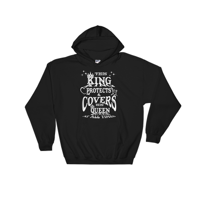 This King Protects & Covers His Queen (White) Hooded Sweatshirt