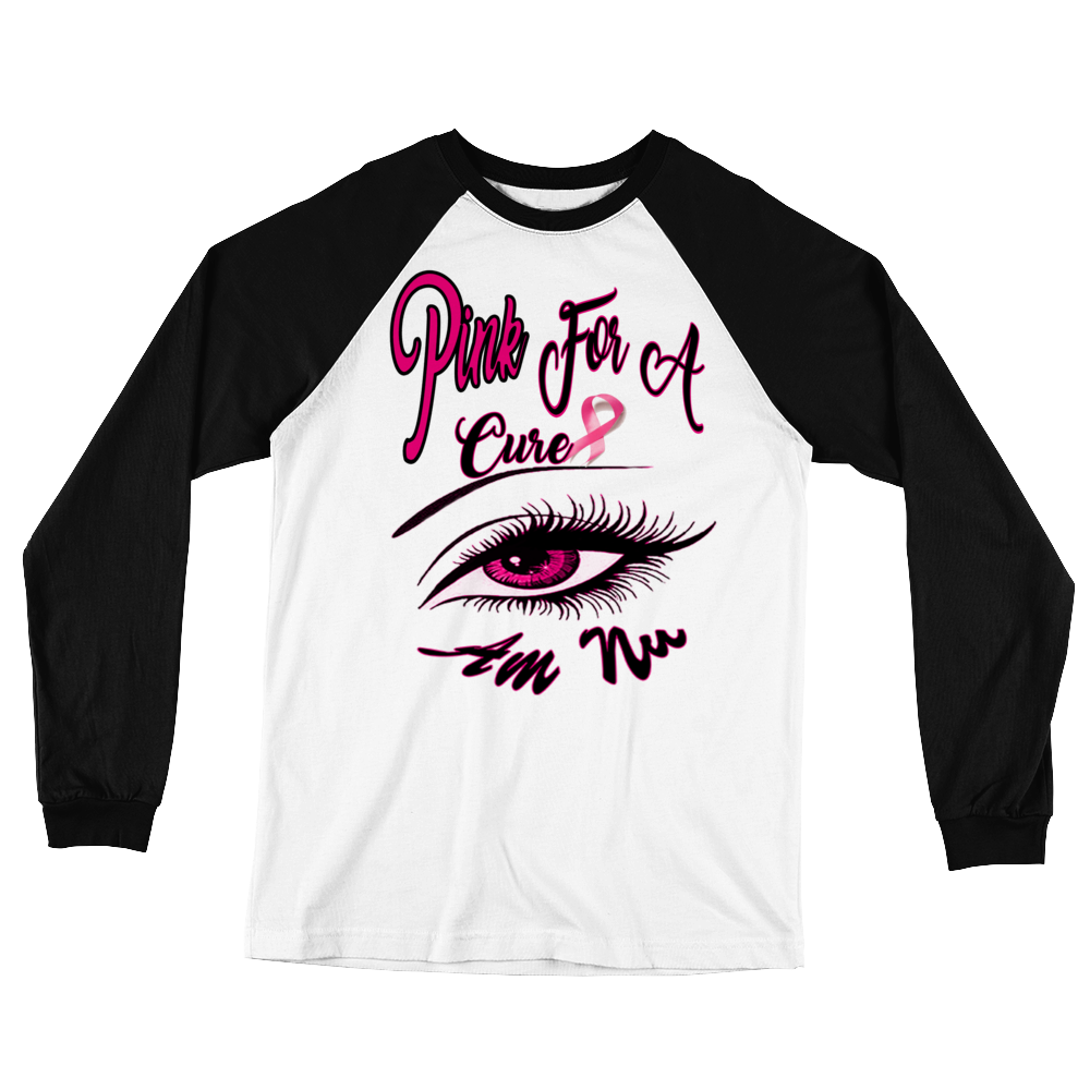 Pink For A Cure Eye Am Nu (TM) Long Sleeve Baseball T-Shirt