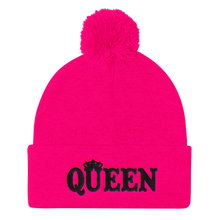 Queen Pom Pom Knit Cap (Black Lt)