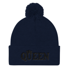 Queen Pom Pom Knit Cap (Black Lt)
