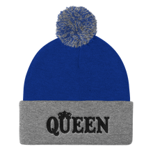 Queen Pom Pom Knit Cap (Black Lt)