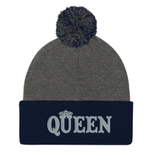 Queen Pom Pom Knit Cap (Grey Lt)