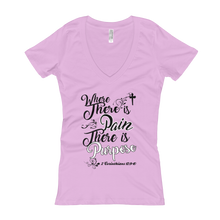 Where There Is Pain There Is Purpose (Burst White Out) Women's V-Neck T-shirt