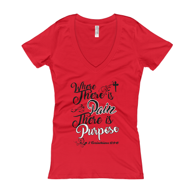 Where There Is Pain There Is Purpose (Burst White Out) Women's V-Neck T-shirt