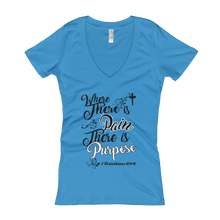 Where There Is Pain There Is Purpose (Burst White Out) Women's V-Neck T-shirt