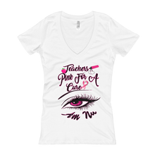 Teachers Pink For A Cure Women's V-Neck T-shirt