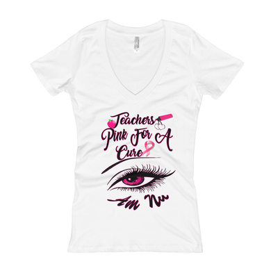 Teachers Pink For A Cure Women's V-Neck T-shirt