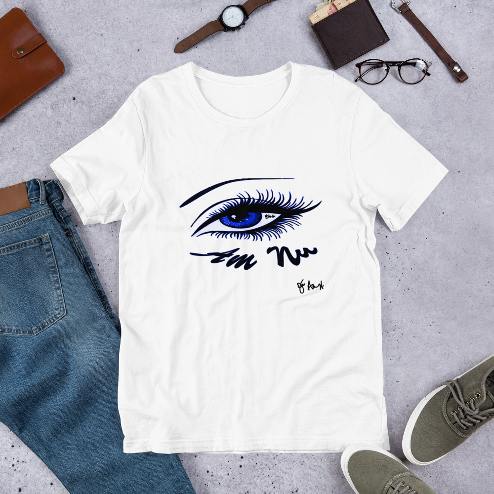 Eye Am Nu - Blue Eyes BC 3001 Unisex Short Sleeve Jersey T-Shirt with Tear Away Label