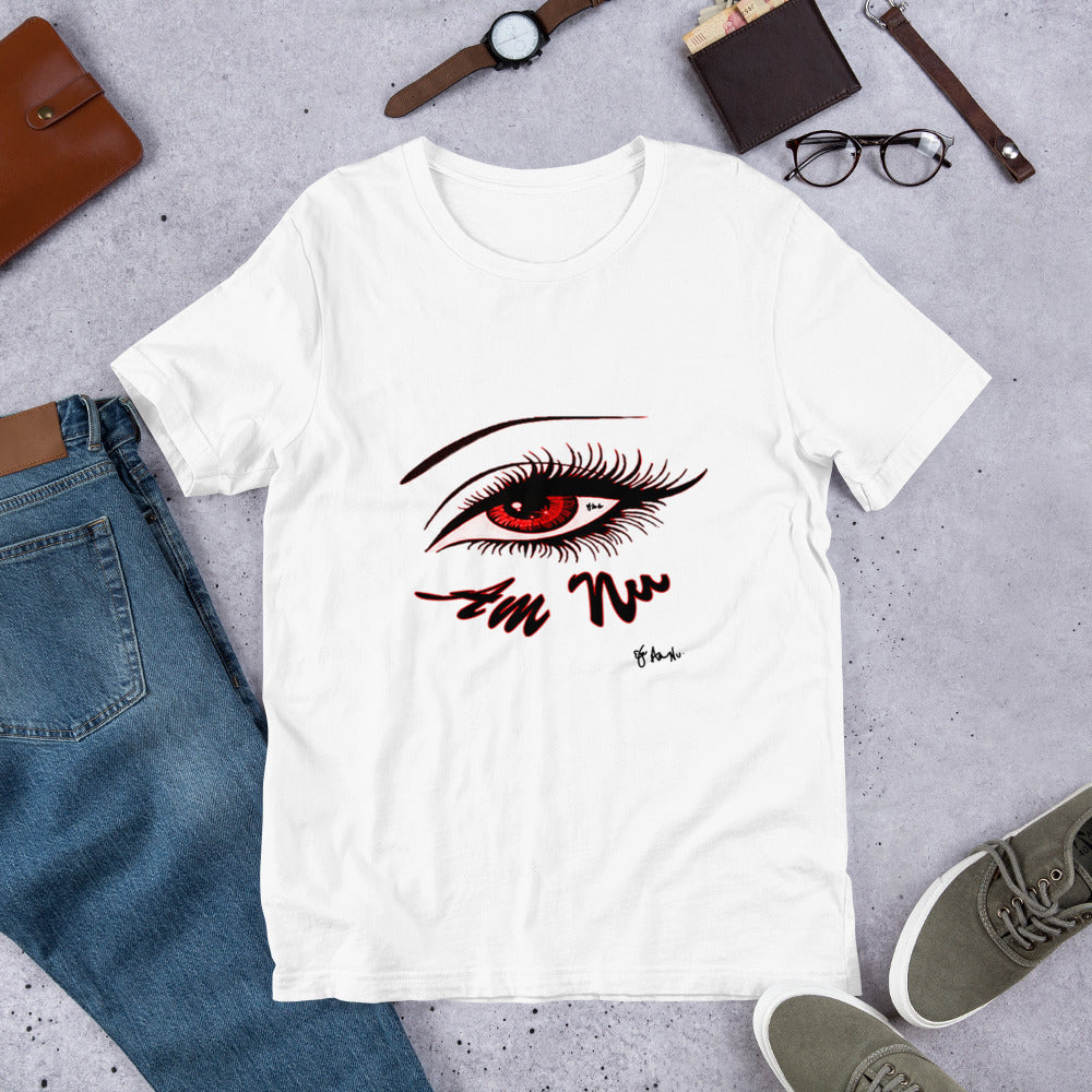 Eye Am Nu - Red Eyes BC  3001 Unisex Short Sleeve Jersey T-Shirt with Tear Away Label
