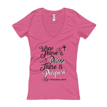 Where There Is Pain There Is Purpose (Burst White Out) Women's V-Neck T-shirt