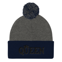 Queen Pom Pom Knit Cap (Black Lt)